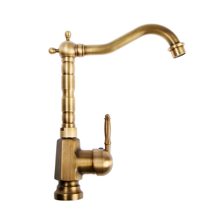 Смеситель для кухни и раковины ZEIN Ретро, высокий излив, без подводки, латунь, цвет бронза Смеситель для кухни и раковины ZEIN Ретро, высокий излив, без подводки, латунь, цвет бронза