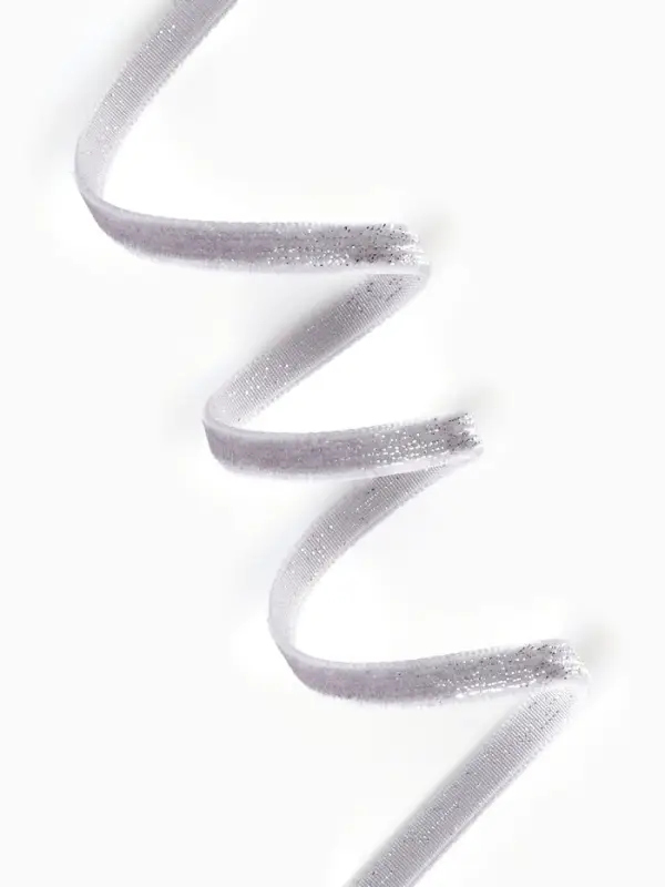 Лента бархатная, с серебряным люрексом, 6 мм, 18&plusmn;1 м, серая №184