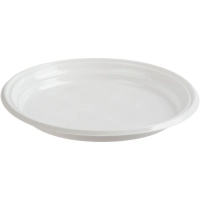 Тарелка одноразовая d-205мм, белая, бюджет, КОМУС ПС 100шт/уп