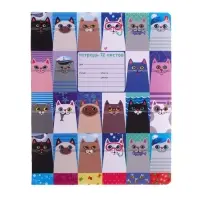 Тетрадь 12 листов в клетку &laquo;Котомания&raquo;, обложка мелованная бумага, МИКС