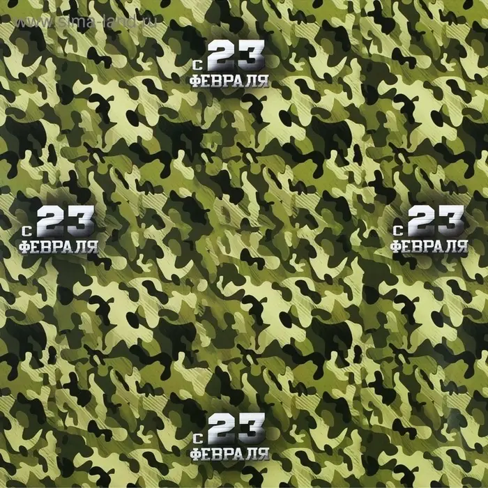 Бумага упаковочная глянец &laquo;Камуфляж&raquo;, 23 февраля, 100&times;70 см