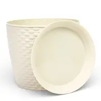 Горшок для цветов с поддоном &laquo;Ротанг&raquo;, 4.7 л, d=15 см, h=14 см, пластиковый, белый