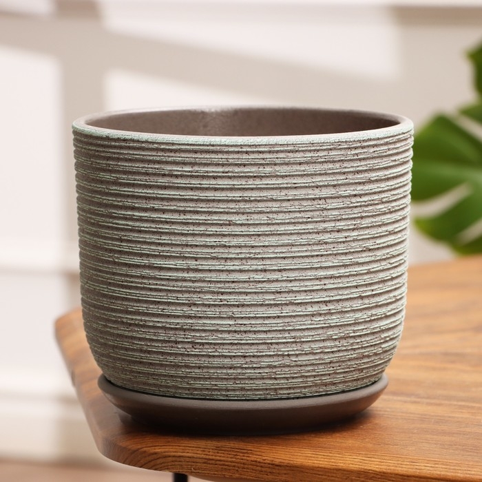Горшок цветочный Горшок цветочный "Лоза" зелено-серый бук №3, 2,9 л