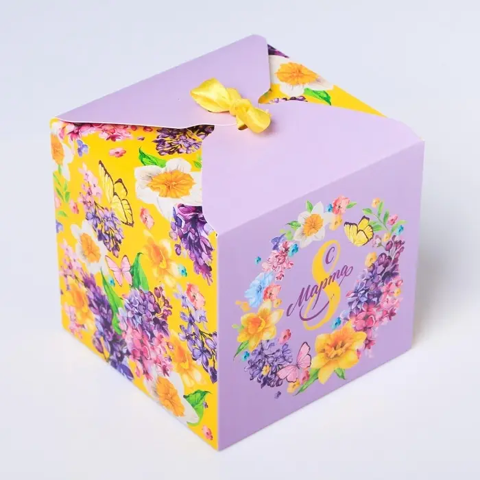 Коробка подарочная складная, упаковка, «С 8 Марта», 12 х 12 х 12 см Коробка подарочная складная, упаковка, «С 8 Марта», 12 х 12 х 12 см
