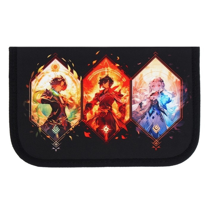 Пенал 1 секция, 130 х 210 х 40 мм, 2 откидные планки, тканевый, Calligrata TOP, Content Пенал 1 секция, 130 х 210 х 40 мм, 2 откидные планки, тканевый, Calligrata TOP, Content "Аниме игра"