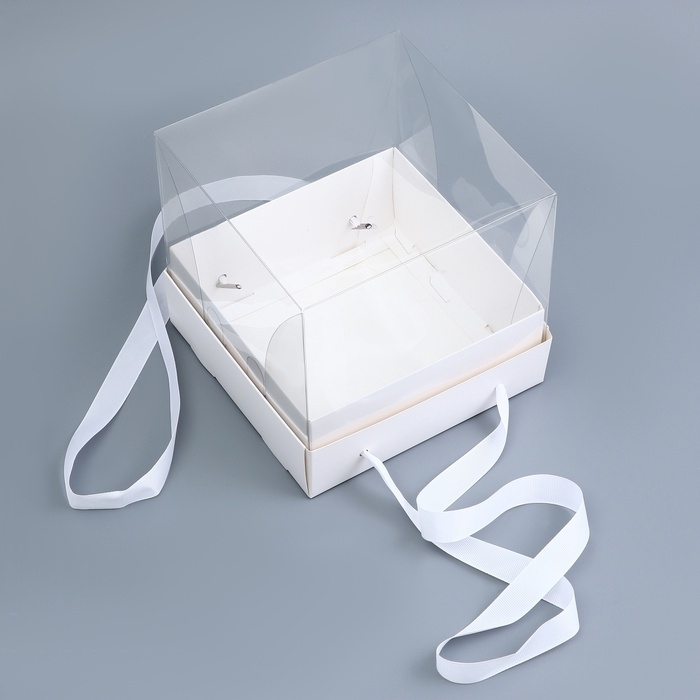 Коробка для торта с прозрачной крышкой, белая, 17 х 17 х 15 см Коробка для торта с прозрачной крышкой, белая, 17 х 17 х 15 см
