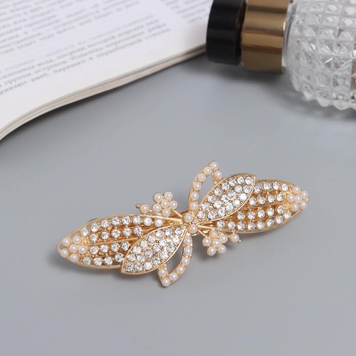 Заколка-автомат Заколка-автомат "Сильва блеск" лепестки, 8,5 см, золото