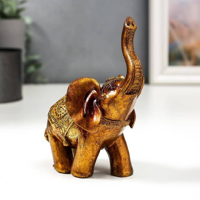 Сувенир полистоун Сувенир полистоун "Слон в золотой попоне с узорами" лак 13х11х6,8 см
