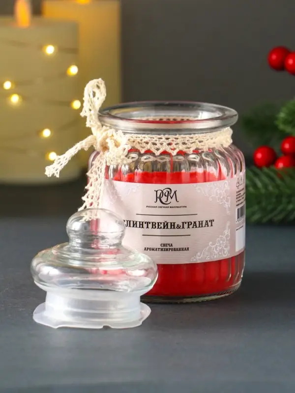Свеча ароматическая в банке Свеча ароматическая в банке "Глинтвейн&гранат" 45 ч