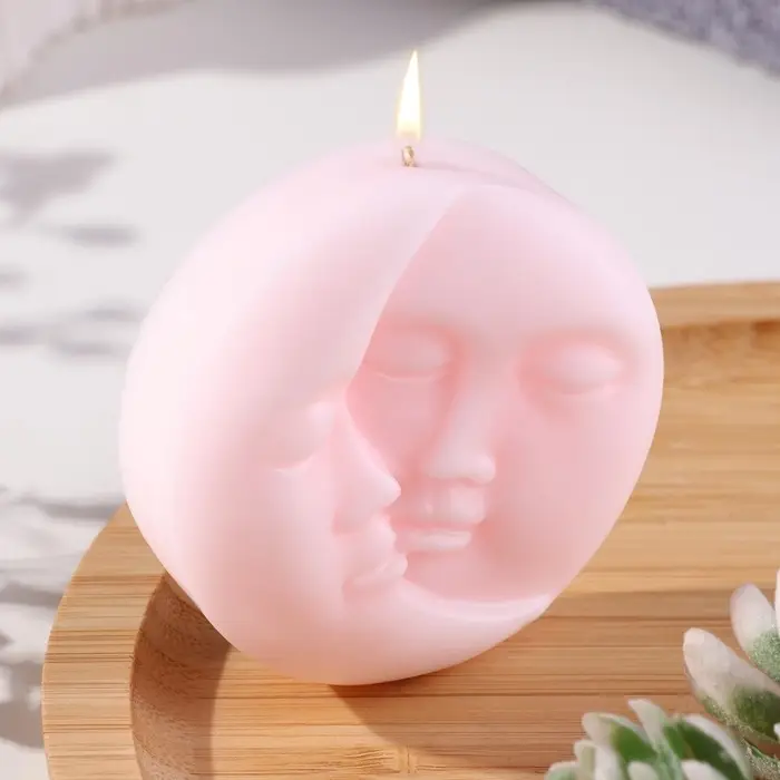 Свеча фигурная "Солнце и луна", 6х2,5 см, розовая