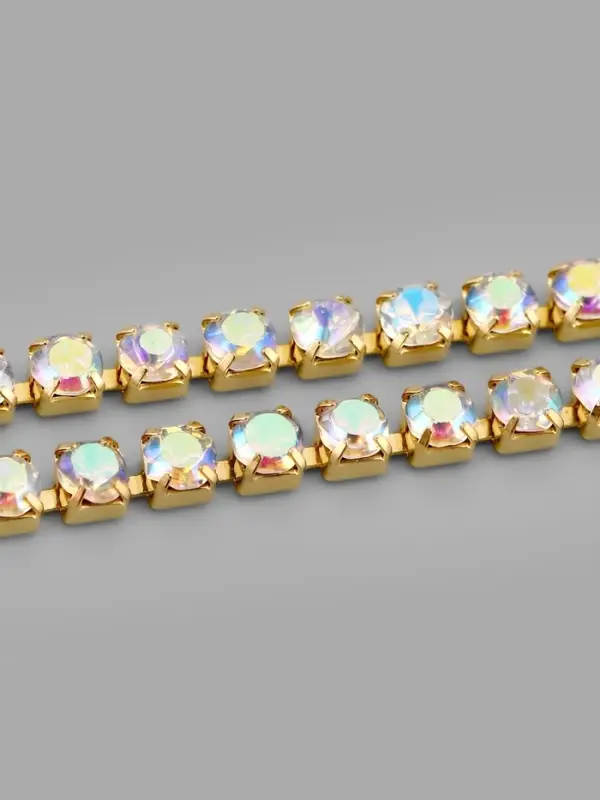 Цепь со стразами, с голографией, металл, стекло, 2 мм, 9&plusmn;1 м, цвет золотой
