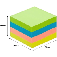 Стикеры Attache Selection куб 51х51, неон-2 4 цвета 400 л