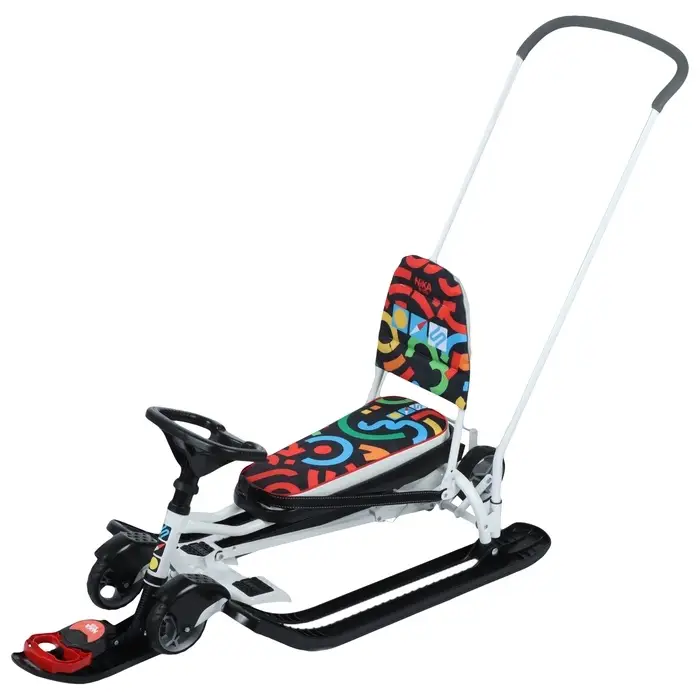 Снегокат с колёсами «Тимка спорт 6 Графичный», ТС6/ГФ, с родительской ручкой, со спинкой и ремнём безопасности