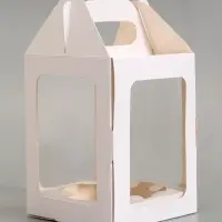 Кондитерская упаковка, коробка с окном, белая, 13&times;13&times;16 см