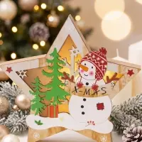Светильник новогодний &laquo;Снеговик в лесу с подарками, в звезде&raquo; 16.5&times;16 см
