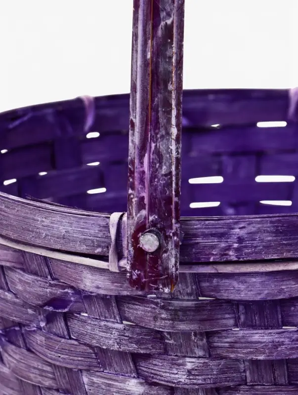 Корзина плетёная для хранения, 26&times;26&times;12 см, ручка h=21 см, бамбуковая, сиреневая