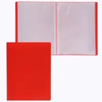 Папка с 30 вкладышами А4, 500 мкм, Calligrata, текстура &laquo;песок&raquo;, красная