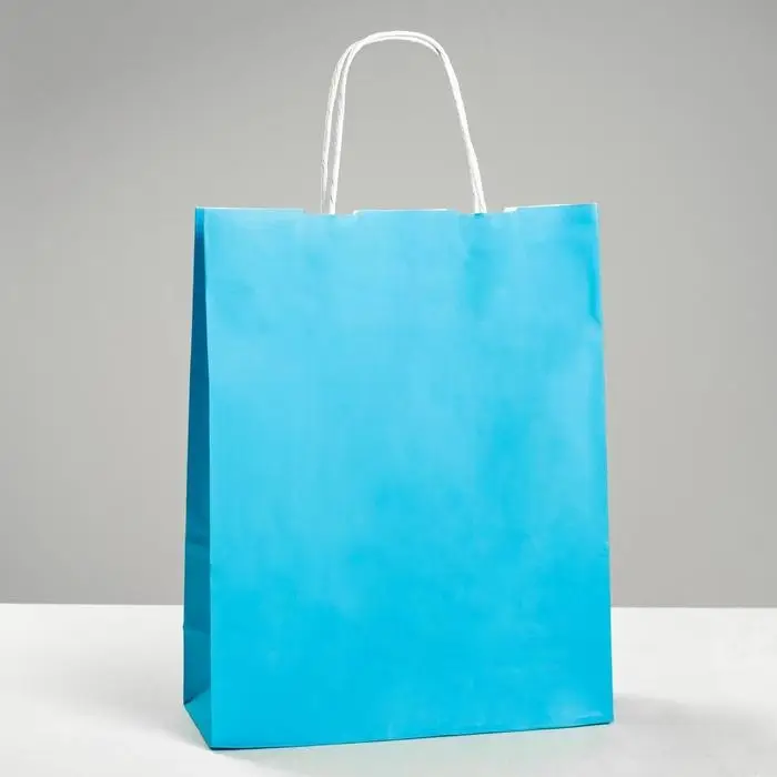 Пакет крафт «Радуга» голубой, 25×11×32 см, крученая ручка Пакет крафт «Радуга» голубой, 25×11×32 см, крученая ручка