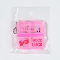 Таблетница GOOD LUCK, с цепочкой, 6.5×6×1.5 см, 4 секции, МИКС
