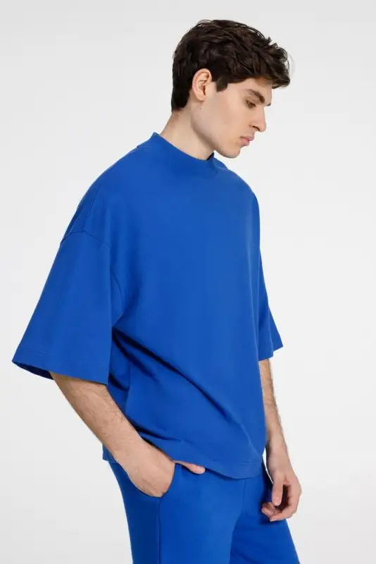 Футболка оверсайз унисекс T9, синяя, размер XS/S