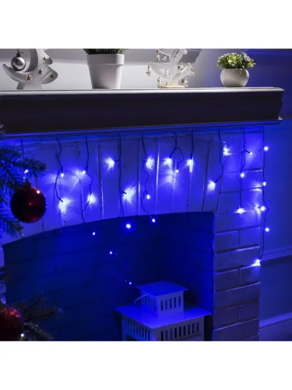 Гирлянда &laquo;Бахрома&raquo; 3&times;0.5 м, IP20, тёмная нить, 80 LED, свечение синее, 8 режимов, 220 В