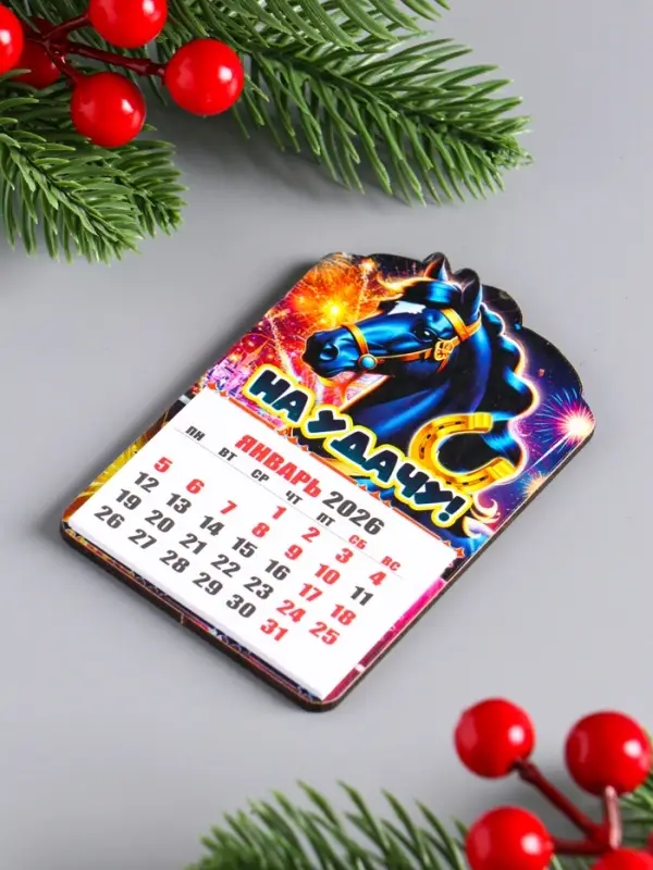 Набор новогодних магнитов-календарей, 2 шт, "На удачу, Достатка" 9,5х6,5 см