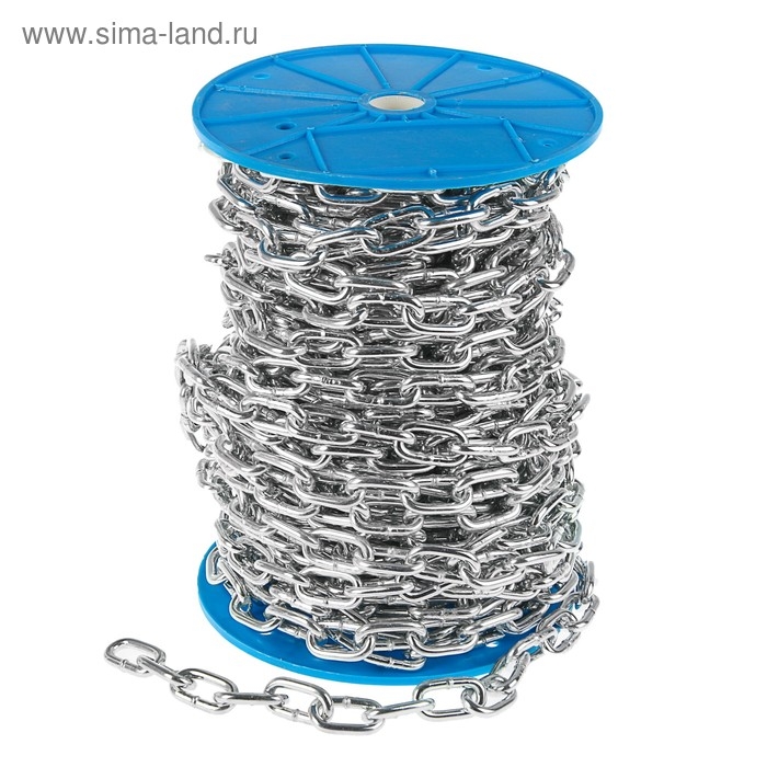 Цепь короткозвенная ТУНДРА krep, DIN766, диаметр 6 мм, сварная, оцинкованная, 30 м Цепь короткозвенная ТУНДРА krep, DIN766, диаметр 6 мм, сварная, оцинкованная, 30 м