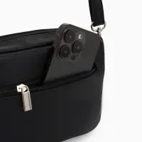 Сумка женская кросс-боди TEXTURA на молнии, 20&times;7&times;15 см, чёрная