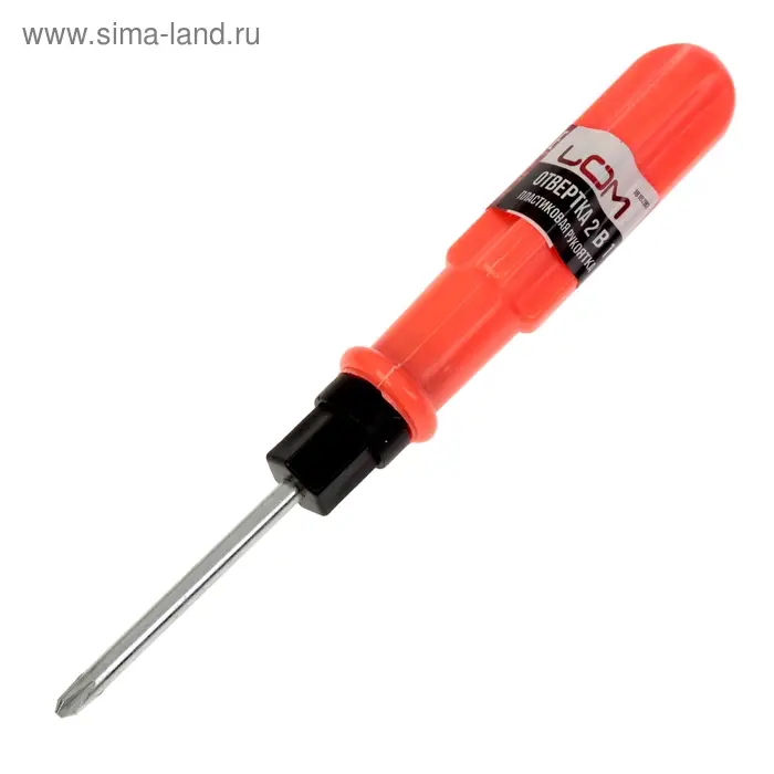 Отвертка комбинированная ЛОМ, 2 в 1, пластиковая рукоятка, PH1/SL5×70 мм