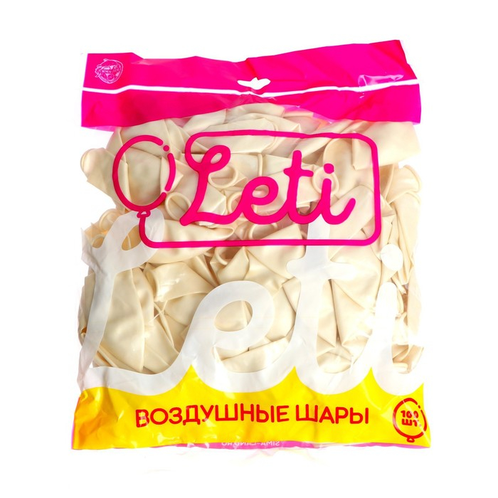 Шар латексный 12", металл, набор 100 шт., цвет белый