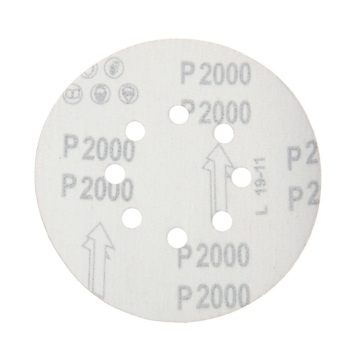 Круг абразивный шлифовальный под  Круг абразивный шлифовальный под "липучку" ТУНДРА, перфорированный, 150 мм, Р2000, 5 шт.