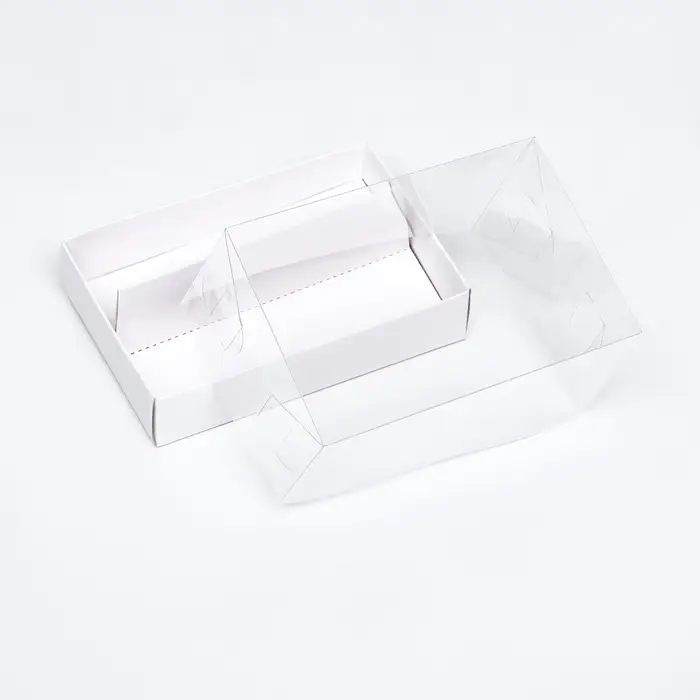 Кондитерская коробка складная под 2 эклера, белая, 9&times;13.5&times;7 см