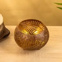 Подсвечник из кокоса, 15×15×13 см, коричневый