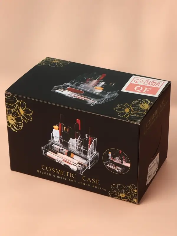 Органайзер для хранения косметики, 9 секций, с выдвижным ящиком, 18.5&times;10&times;11.5 см, прозрачный