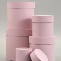 Набор круглых подарочных коробок 5 в 1 &laquo;Пыльная роза&raquo;, 20&times;20&times;20 - 11&times;11&times;11 см см