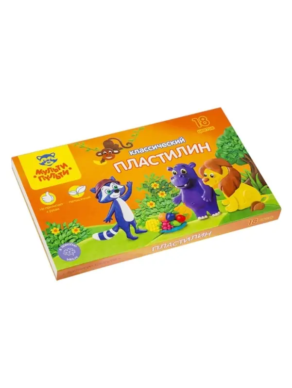 Пластилин &laquo;Мульти-пульти. Приключения Енота&raquo;, 18 цветов, 360 г, со стеком, картонная упаковка