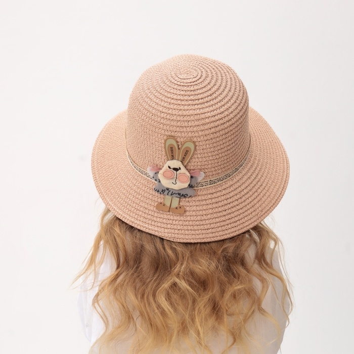 Шляпа для девочки MINAKU Шляпа для девочки MINAKU "Зайка", цвет розовый, р-р 52