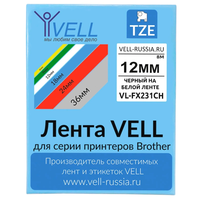 Картридж Vell VL-FX231CH (с чипом, 12 мм, чер /бел) PT-100E/100ECH/ D200