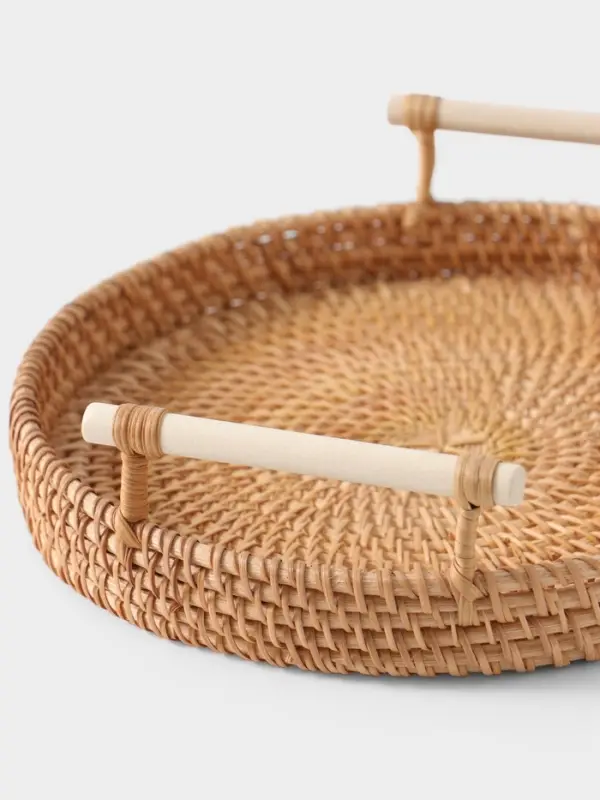 Поднос плетёный, 22&times;22&times;3 см, ротанг