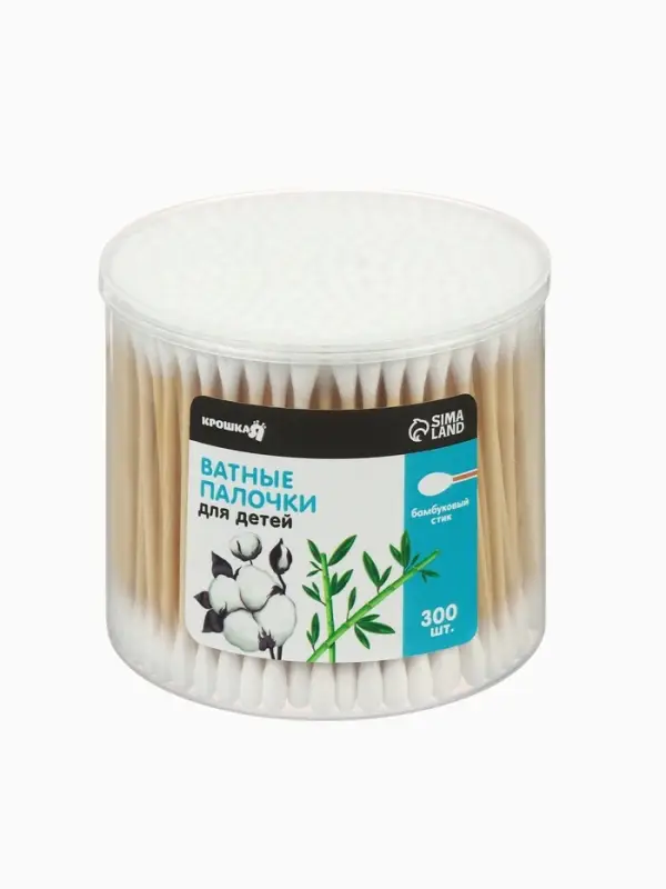Ватные палочки, коробка 300 шт., деревянные