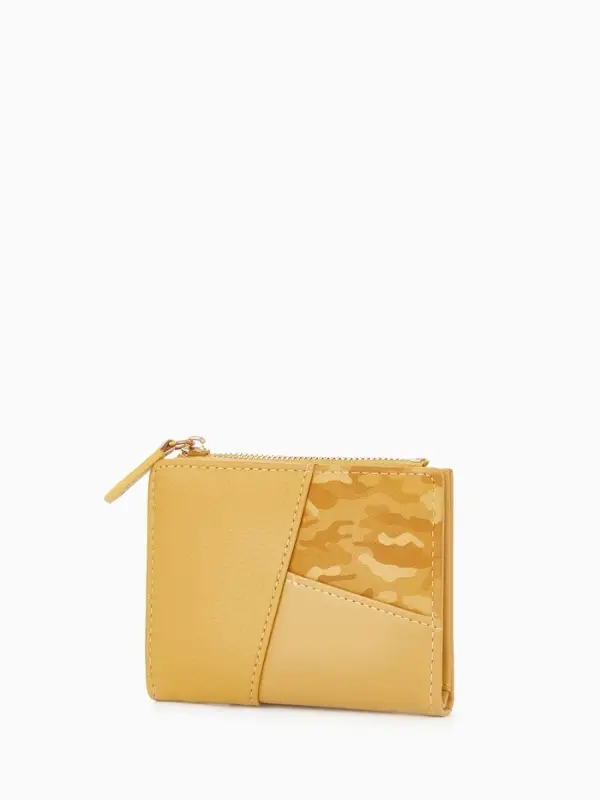 Кошелёк женский на кнопке, 11.5&times;2&times;9 см, комбинированный, жёлтый