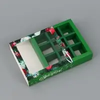 Коробка подарочная под 9 конфет &laquo;Елочные игрушки&raquo;, 14.5&times;14.5&times;3.5 см