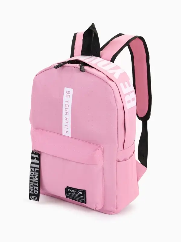 Рюкзак молодёжный на молнии, с карманами, размер 27&times;10&times;37.5 см, розовый