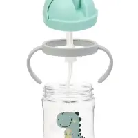Поильник - непроливайка детский Крошка Я с силиконовой трубочкой и грузиком, от 9 мес., 250 мл., с ручками, бирюзовый