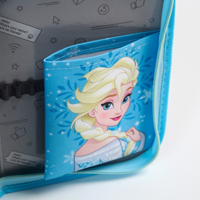 Пенал каркасный, 1 секция, 140х210х40 мм, откидной карман, тканевый, Холодное сердце Пенал каркасный, 1 секция, 140х210х40 мм, откидной карман, тканевый, Холодное сердце