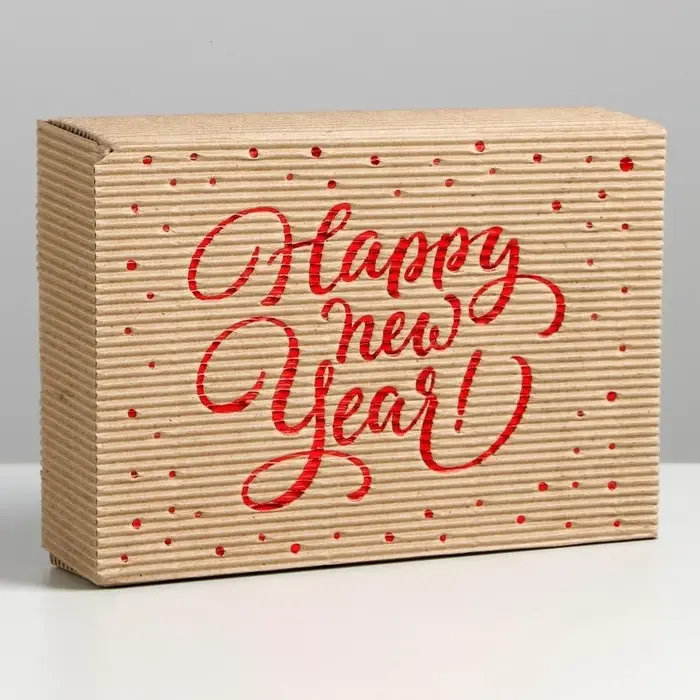 Коробка подарочная новогодняя складная рифлёная «Новогодняя», 21 х 15 х 5 см, Новый год Коробка подарочная новогодняя складная рифлёная «Новогодняя», 21 х 15 х 5 см, Новый год