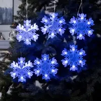 Гирлянда &laquo;Нить&raquo; 2 м с насадками &laquo;Снежинка матовая&raquo;, IP20, прозрачная нить, 36 LED, свечение синее, 220 В