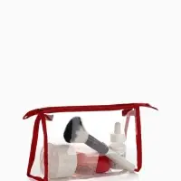 Набор простых косметичек 2 в 1 на молниях, с надписями, красный