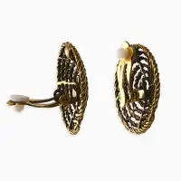 Клипсы "Винтаж" круг из веревки, цвет чернёное золото Клипсы "Винтаж" круг из веревки, цвет чернёное золото