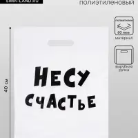 Пакет с приколами, полиэтиленовый с вырубной ручкой, &laquo;Несу счастье&raquo;, 60 мкм 31&times;40 см
